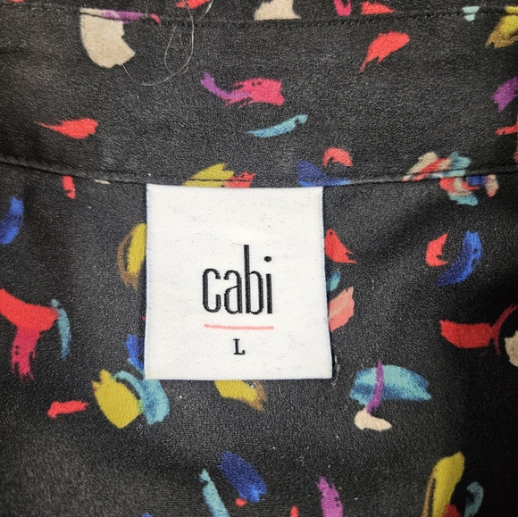 Cabi Confetti Ferris Print Button Up Long Sleeve Blouse Sz Large Career Workwear - Picture 13 of 16